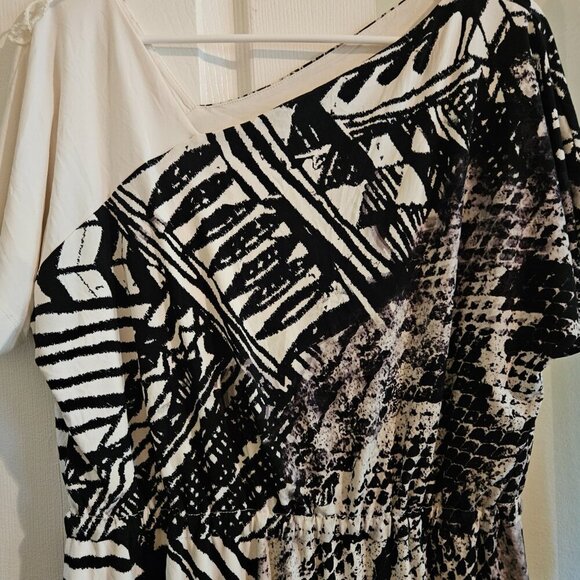 Morgan Mcfeeters Vintage Snakeskin Midi black Fall Aysymetric Slimming dress  14 - Picture 2 of 10